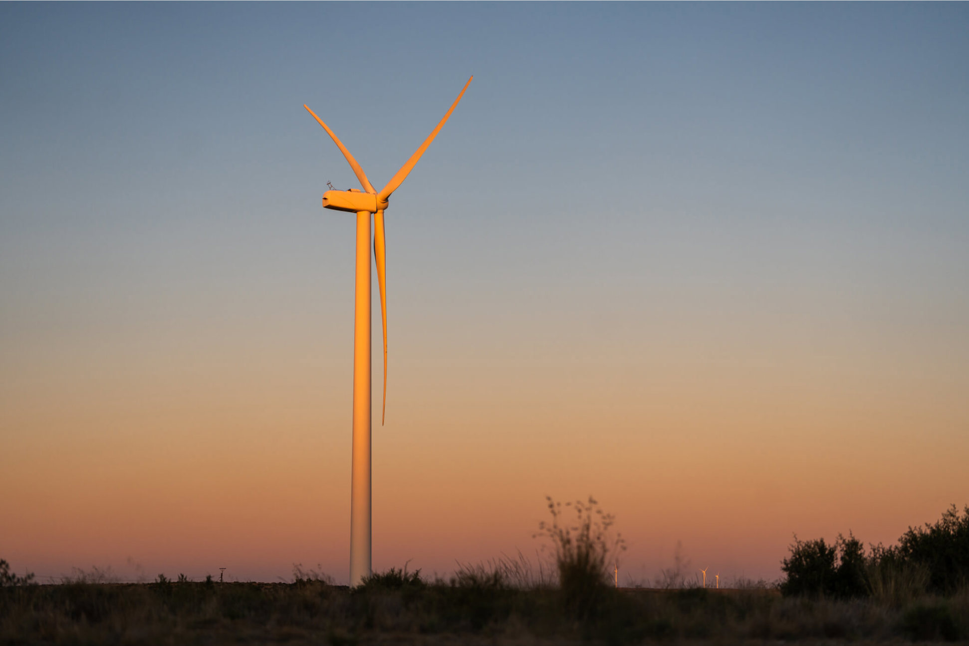 A windmill at dusk